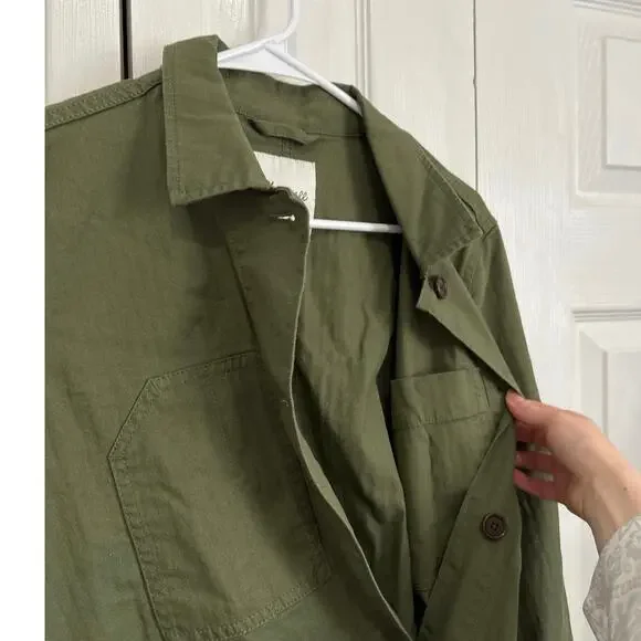 Madewell Green Tie Waist Military Style Jacket Size Small - Picture 6 of 10